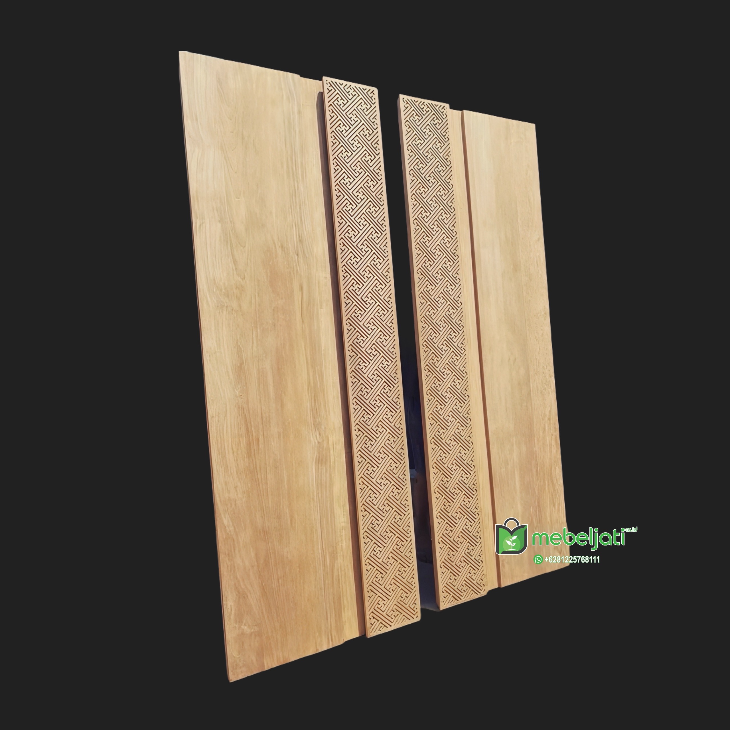 Daun Pintu Blok Jati Solid Model Minimalis Ukir Mewah